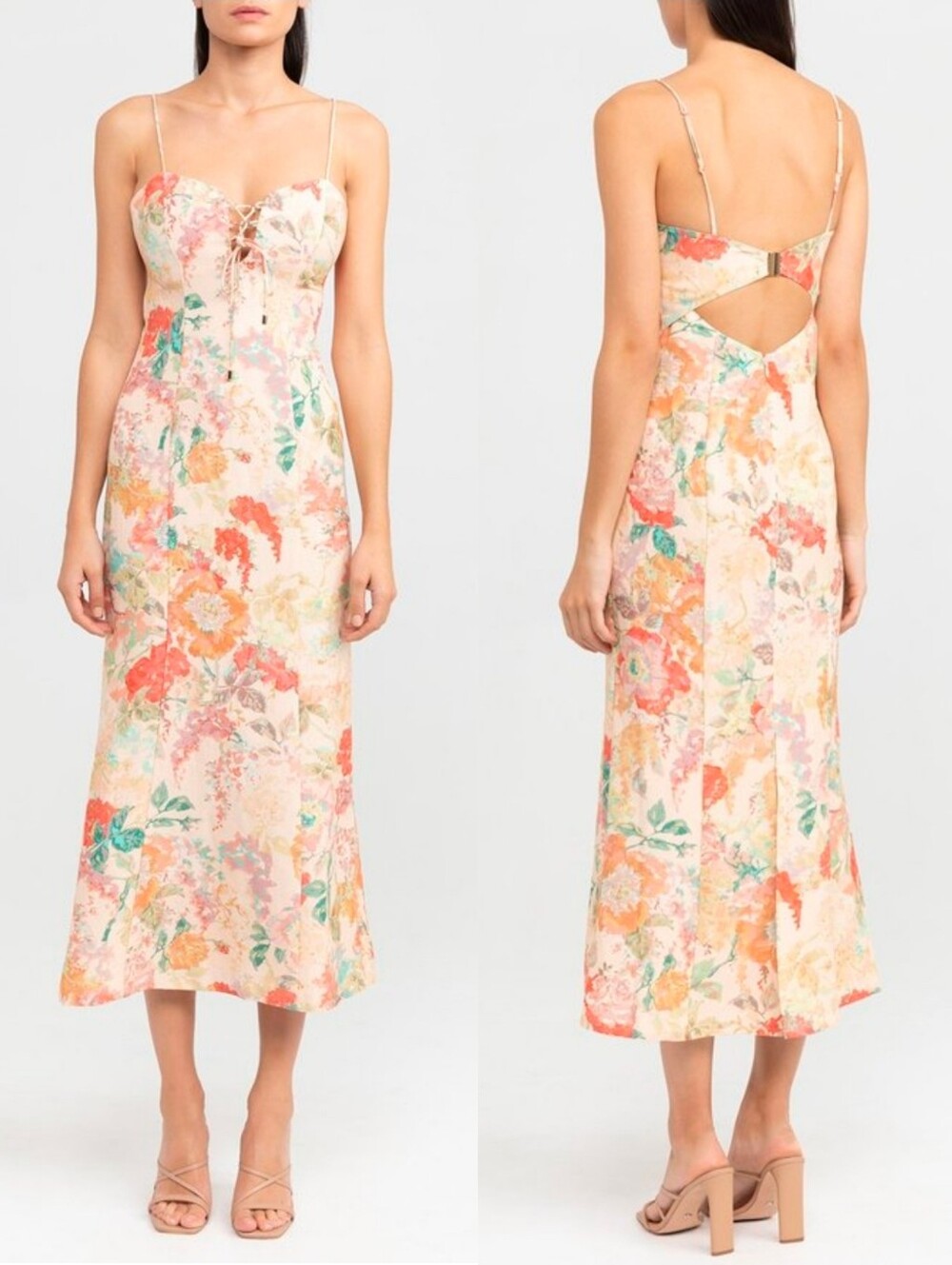 Significant Other Pink Floral Salvador Cotton Midi Dress